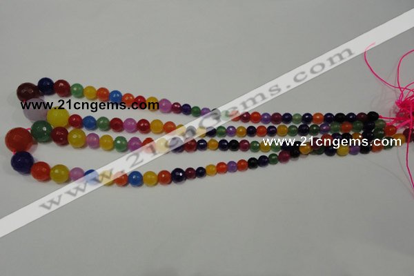 CRO713 15.5 inches 6mm – 14mm faceted round mixed candy jade beads