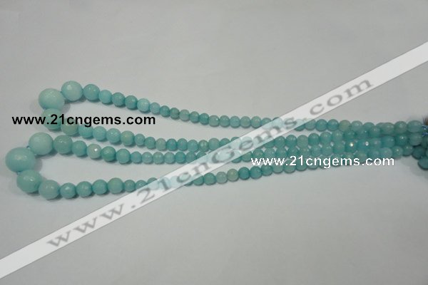 CRO718 15.5 inches 6mm – 14mm faceted round candy jade beads