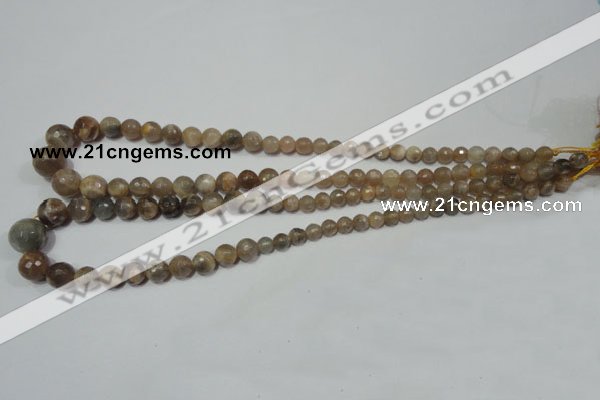 CRO730 15.5 inches 6mm – 14mm faceted round moonstone gemstone beads