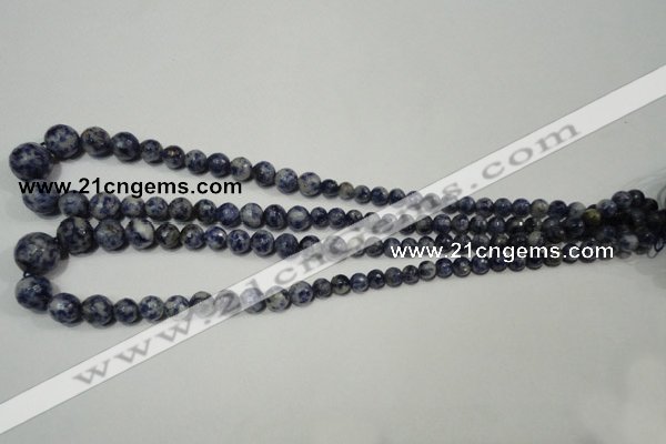 CRO733 15.5 inches 6mm – 14mm faceted round blue spot stone beads