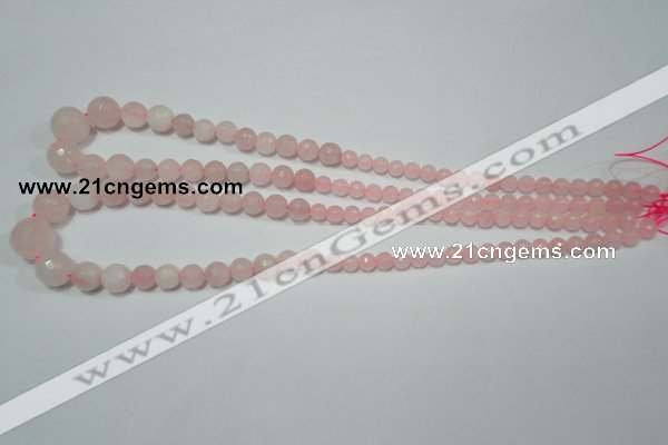 CRO742 15.5 inches 6mm – 14mm faceted round rose quartz beads