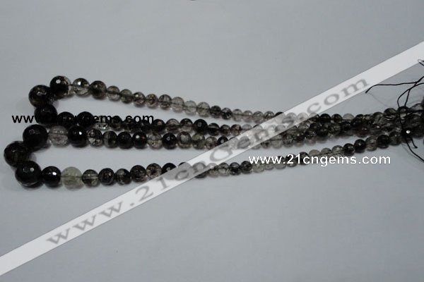 CRO749 15.5 inches 6mm – 14mm faceted round watermelon black beads