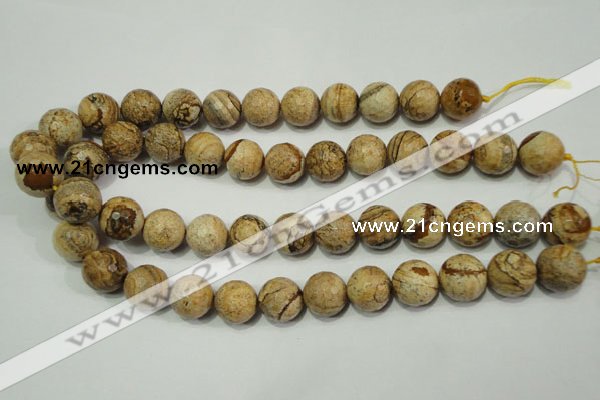 CRO766 15.5 inches 16mm faceted round picture jasper beads wholesale