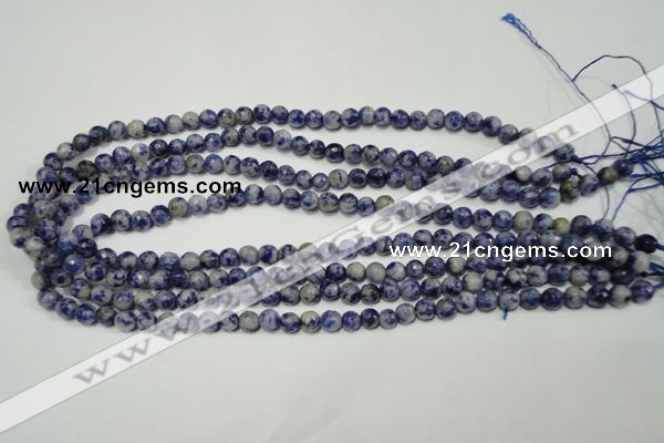 CRO771 15.5 inches 6mm faceted round blue spot stone beads wholesale