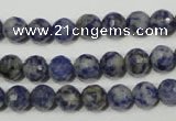 CRO772 15.5 inches 8mm faceted round blue spot stone beads wholesale