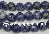 CRO773 15.5 inches 10mm faceted round blue spot stone beads wholesale