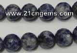 CRO774 15.5 inches 12mm faceted round blue spot stone beads wholesale