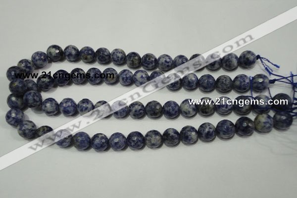 CRO774 15.5 inches 12mm faceted round blue spot stone beads wholesale