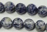 CRO775 15.5 inches 14mm faceted round blue spot stone beads wholesale