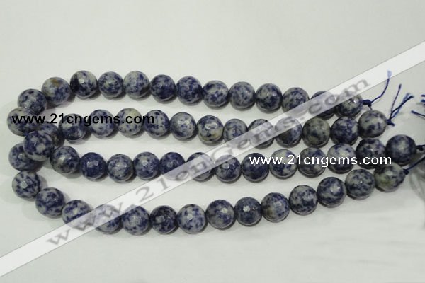 CRO775 15.5 inches 14mm faceted round blue spot stone beads wholesale