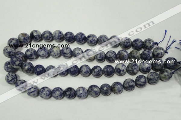 CRO776 15.5 inches 16mm faceted round blue spot stone beads wholesale