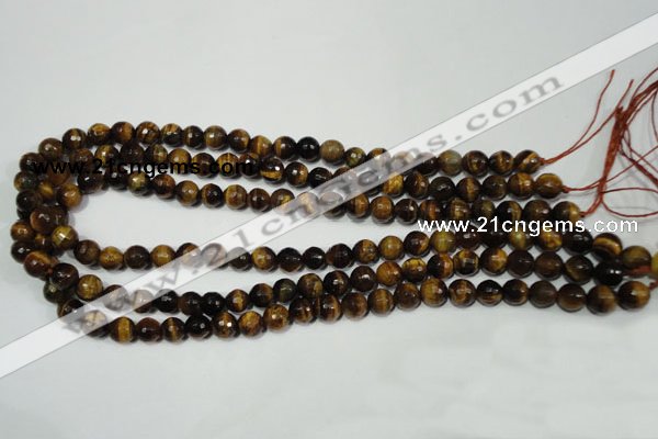 CRO782 15.5 inches 8mm faceted round yellow tiger eye beads wholesale