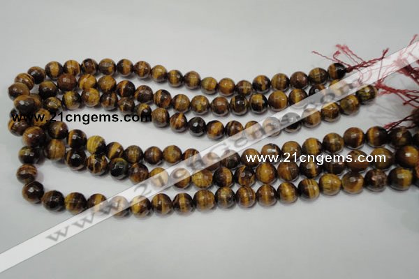 CRO783 15.5 inches 10mm faceted round yellow tiger eye beads wholesale