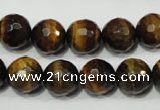 CRO784 15.5 inches 12mm faceted round yellow tiger eye beads wholesale