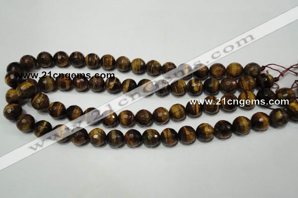 CRO784 15.5 inches 12mm faceted round yellow tiger eye beads wholesale