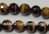 CRO785 15.5 inches 14mm faceted round yellow tiger eye beads wholesale