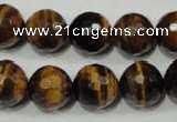 CRO786 15.5 inches 16mm faceted round yellow tiger eye beads wholesale