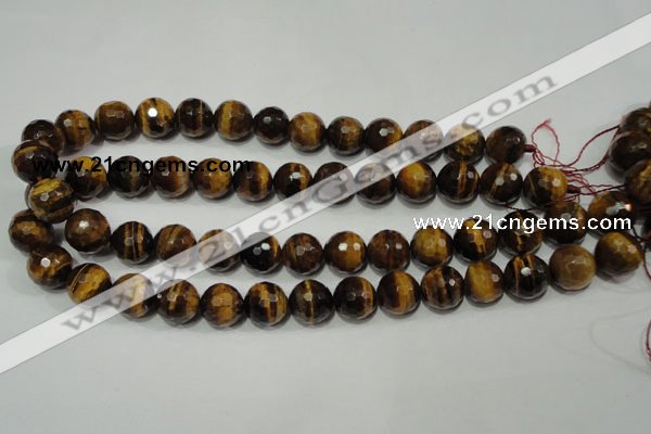 CRO786 15.5 inches 16mm faceted round yellow tiger eye beads wholesale