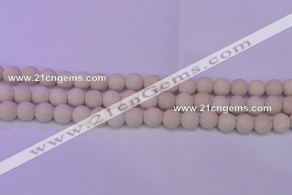 CRO790 15.5 inches 4mm round matte rice white fossil beads