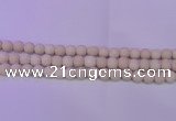 CRO793 15.5 inches 10mm round matte rice white fossil beads