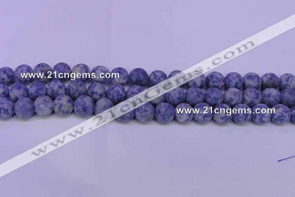 CRO851 15.5 inches 6mm round matte blue spot beads