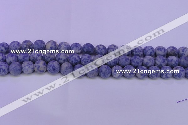 CRO854 15.5 inches 12mm round matte blue spot beads