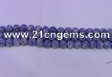 CRO855 15.5 inches 14mm round matte blue spot beads