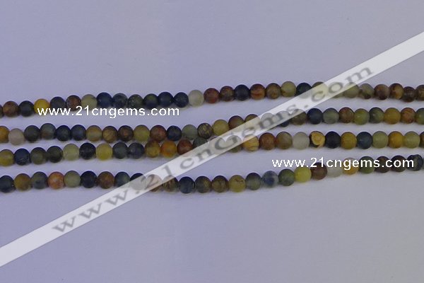 CRO910 15.5 inches 4mm round matte golden pietersite beads