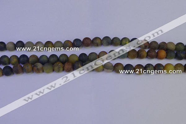 CRO912 15.5 inches 8mm round matte golden pietersite beads