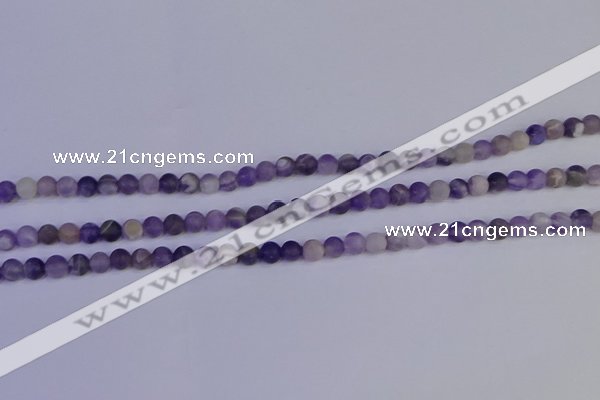 CRO920 15.5 inches 4mm round matte dogtooth amethyst beads