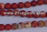 CRO930 15.5 inches 4mm round matte red jasper beads wholesale