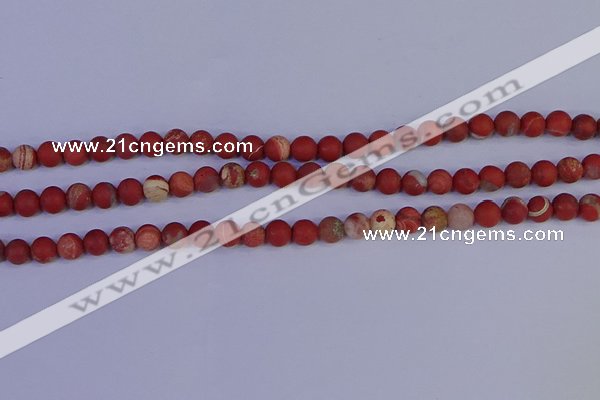 CRO931 15.5 inches 6mm round matte red jasper beads wholesale