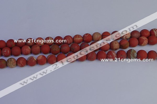 CRO933 15.5 inches 10mm round matte red jasper beads wholesale