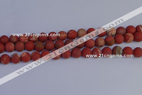 CRO934 15.5 inches 12mm round matte red jasper beads wholesale