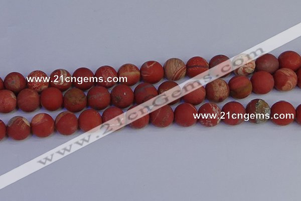 CRO935 15.5 inches 14mm round matte red jasper beads wholesale