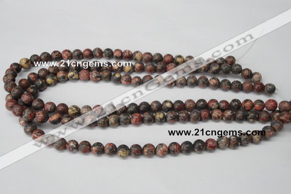 CRO94 15.5 inches 8mm round red leopard skin jasper beads wholesale