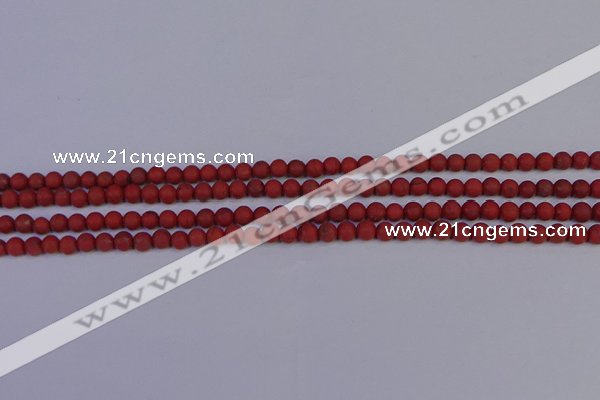 CRO940 15.5 inches 4mm round matte red jasper beads wholesale