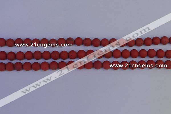 CRO942 15.5 inches 8mm round matte red jasper beads wholesale