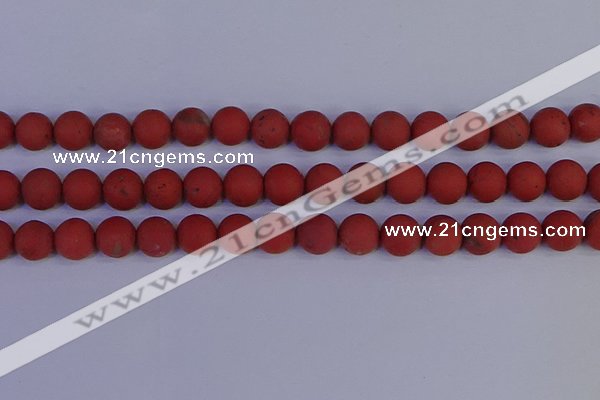 CRO945 15.5 inches 14mm round matte red jasper beads wholesale