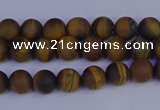 CRO960 15.5 inches 4mm round matte yellow tiger eye beads wholesale