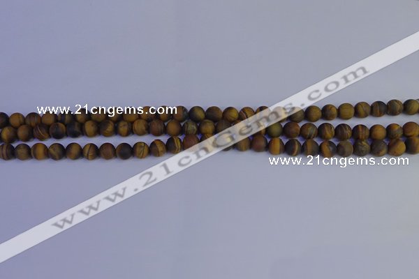 CRO960 15.5 inches 4mm round matte yellow tiger eye beads wholesale