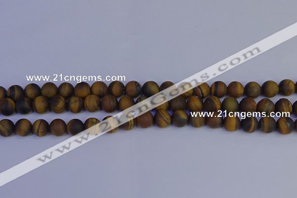 CRO963 15.5 inches 10mm round matte yellow tiger eye beads wholesale