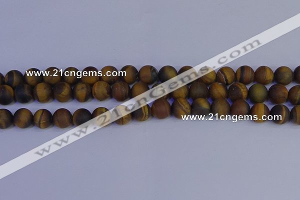 CRO964 15.5 inches 12mm round matte yellow tiger eye beads wholesale