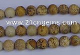 CRO970 15.5 inches 4mm round matte picture jasper beads wholesale