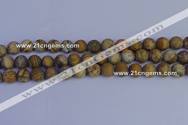 CRO974 15.5 inches 12mm round matte picture jasper beads wholesale