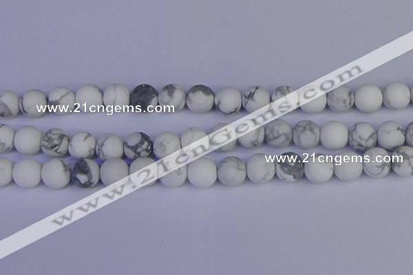 CRO985 15.5 inches 14mm round matte white howlite beads wholesale