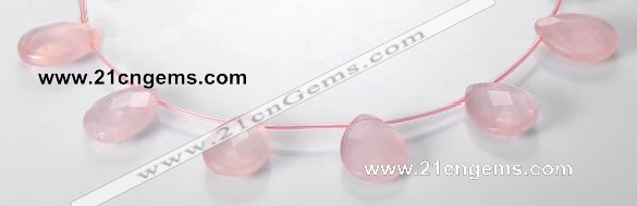 CRQ06 19*25mm faceted teardrop A grade natural rose quartz beads