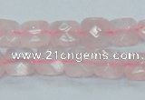 CRQ100 15.5 inches 10*10mm faceted square natural rose quartz beads