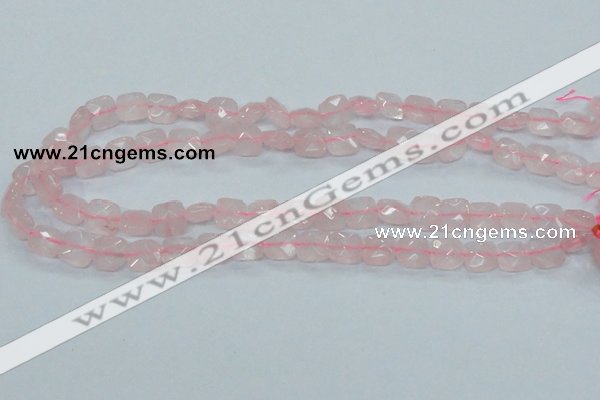 CRQ100 15.5 inches 10*10mm faceted square natural rose quartz beads