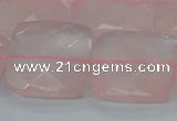 CRQ102 15.5 inches 25*25mm faceted square natural rose quartz beads